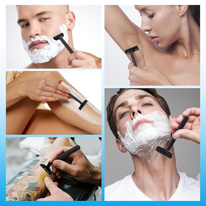 CXYARY 45 Pcs 3 Blade Disposable Razors With Clear Safety Cap, Shaving Razors Bulk for Men &Women, Stainless Steel Blade, Multipurpose Portable Shave Razor for Bathing Hotel Travel, Black