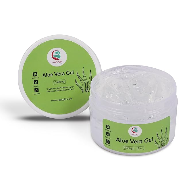 12 oz Aloe Vera Gel, Pure & Natural Soothing Aloe Gel for Face, Skin, Scalp Hair & Scalp – Daily Moisturizer & Refresh Skin, By Yogi's Gift