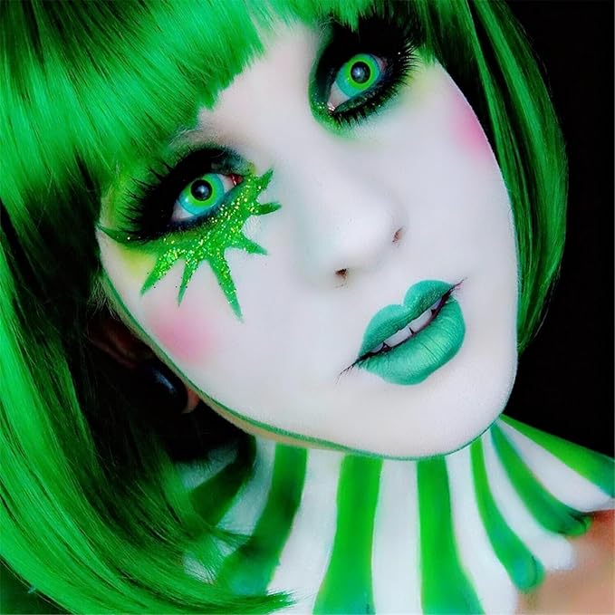Go Ho 6 Colors Green Face Body Paint,Cream Washable Formula Face Painting for Halloween Cosplay,Body Paint FX Makeup Palette,Professional Costumes Face Paint Green Makeup