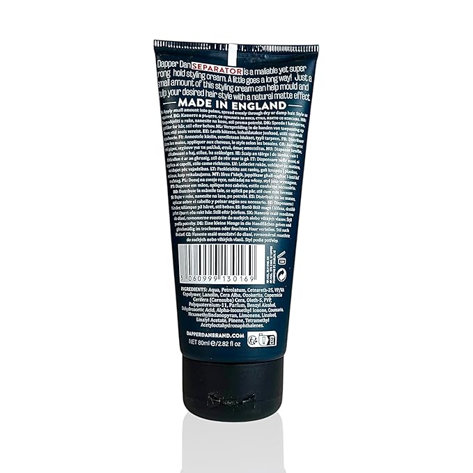 Dapper Dan Super Strong Hold Separator, For Short to Medium Length Styles, Creates Texture & Seperation, A Matte Finish Styling Cream For Natural Finish 2.71 fl oz