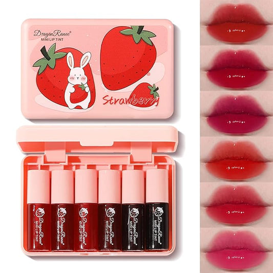 6 Colors Lip Tint Stain Set, Multi-Use Lip & Cheek Tint Korean Makeup Mini Liquid Lipstick, Lip Stain Long Lasting Waterproof Non-Stick Cup Moisturizing…