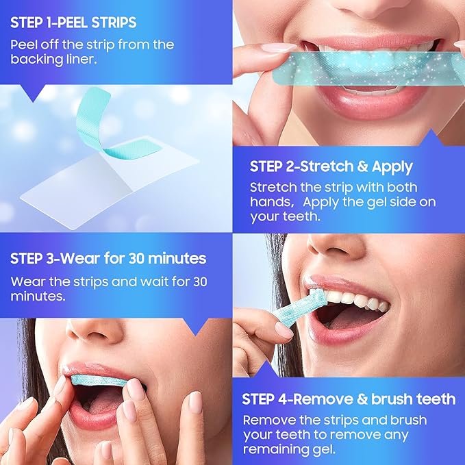 Teeth Whitening Strips 56 Strips (28 Treatments),Peroxide & Sensitivity Free,Enamel Safe with Soothing Natural Ingredients for Deep Stains Removal