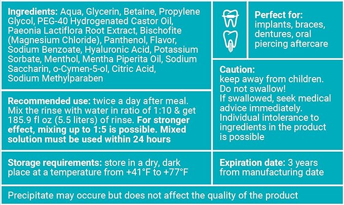 Concentrated Irrigant and mouthwash Dry Mouth | Add to Water Flossers | Fruit Flavor | When dilluted 16.9 fl.oz = 186 fl.oz | Alcohol Free, Fluoride Free. Made in USA (Non-Medical) WATER DENT