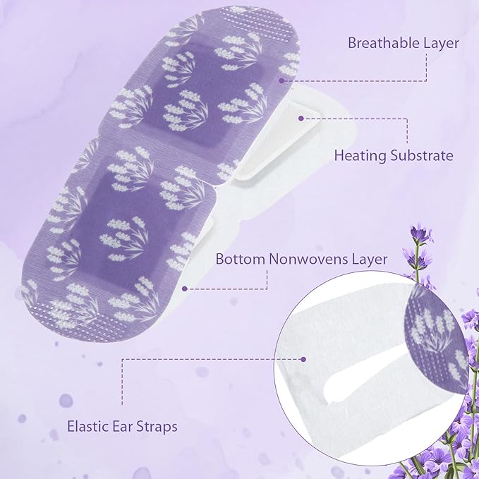 Croloose 100 Pcs Steam Eye Masks for Dry Eyes Lavender Self Heated Steam Warm Eye Mask Heated Disposable Eyes Masks for Dark Circles, Puffy, Relief Stress, Fatigue Relaxation Gifts