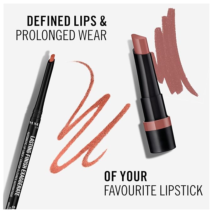 Rimmel Lasting Finish Exaggerate Automatic Lip Liner, 18 Rose Addiction (Pack of 5)