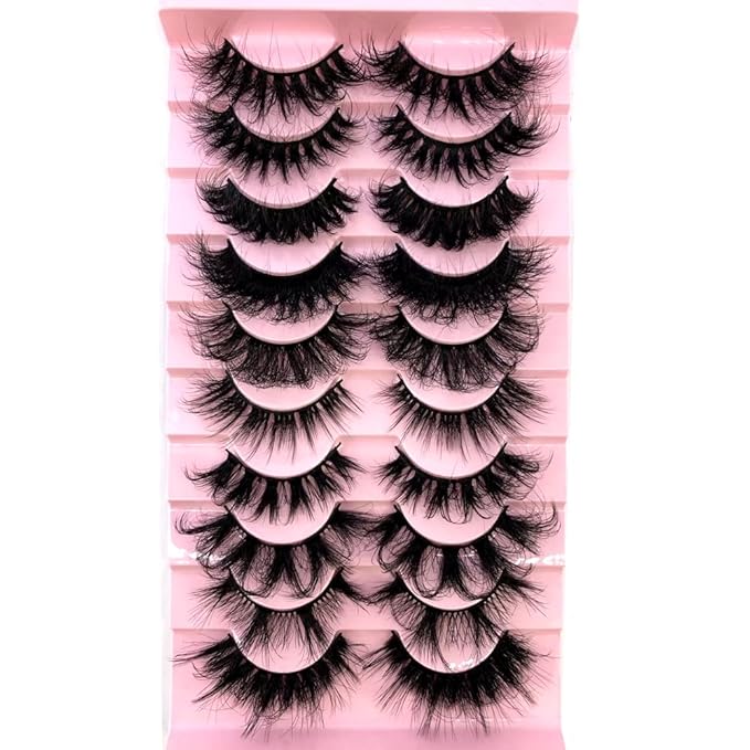 HBZGTLAD Soft Mink Eyelashes 3D Curl Winged End Eye Elongated Fake Lashes Thick Handmade Natural False Eyelash Messy Cross Lash Wholesale (MX-1)