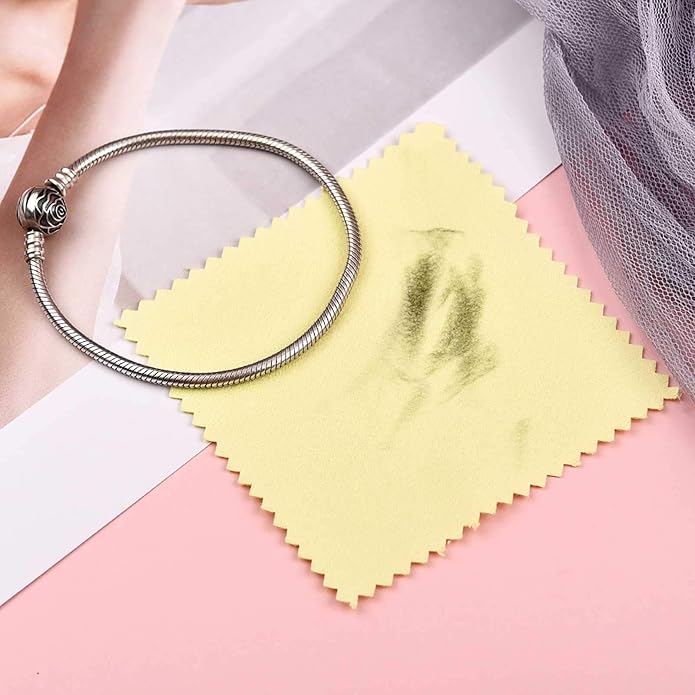 SEVENWELL 50pcs Jewelry Cleaning Cloth Pink Polishing Cloth for Sterling Silver Gold Platinum Small Polish Cloth 8x8cm