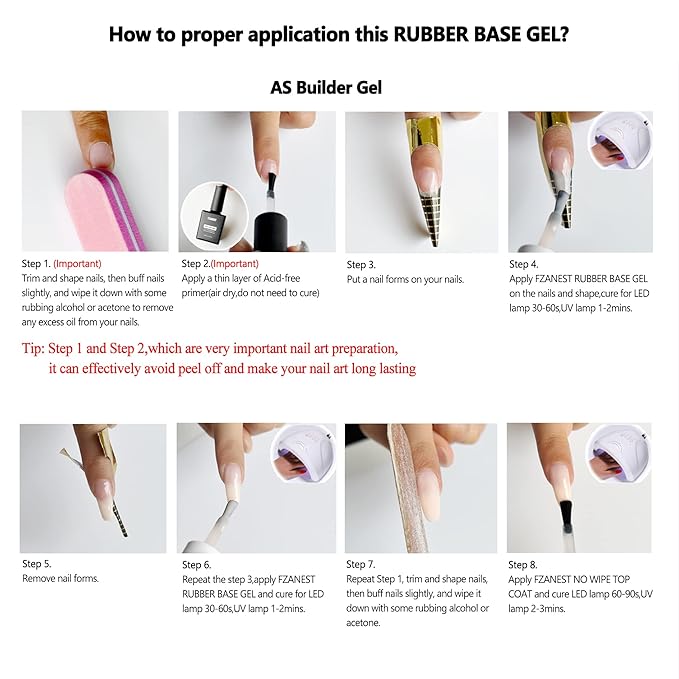 FZANEST Nude Rubber Nail Base Gel Polish, Builder Bottle Nail Strengthener Self-level Extension Fiber Gel, UV LED Base Coat
