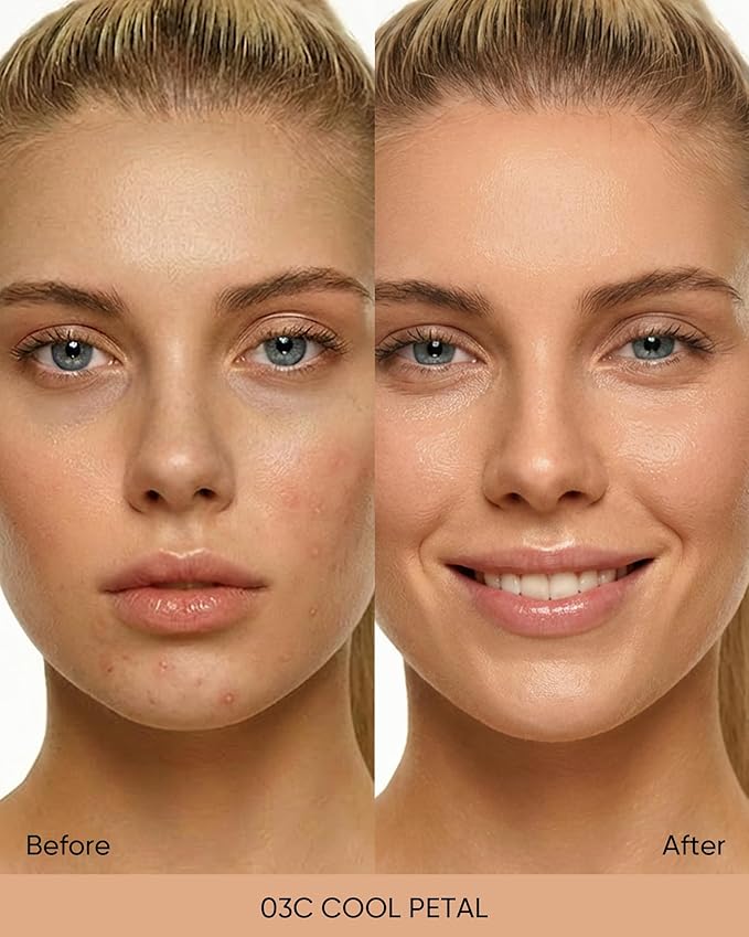 Velvet Matte Cushion Foundation Blue #03C Cool Petal| Full Coverage,12H Oil Control,Ideal for Oily & Combination Skin,Waterproof,Long-Lasting, Lightweight, Hydrating,Transfer-Proof