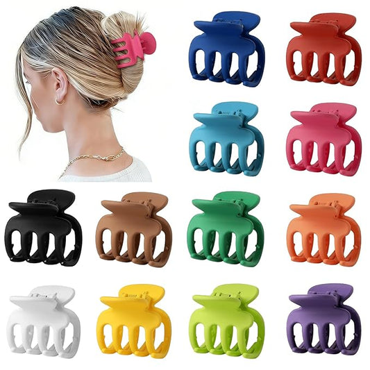 12Pcs Hair Clips for Women 1.8 Inch Small Claw Clips for Thin Hair Medium Hair Claw Clips for Thick Hair Accessories for Women Girls (Dopamine)
