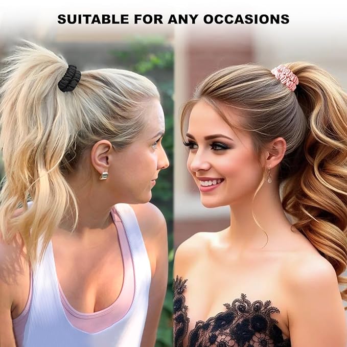 8Pcs Silk Scrunchies Hair Ties for Women & Girls, Mulberry Silk Scrunchies No-Damage Thin Satin Ponytail Holders for Hair Care(Clolor 06)