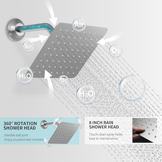 KATAIS Shower System with 12X35 inch Overshower and Dual Side ShowerHead(8 inch), 6 PCS Body Jet and HandHeld Spray, Dual Thermostatic Valve Kit Can Achieve 8 Shower Functions, Brushed Nickel