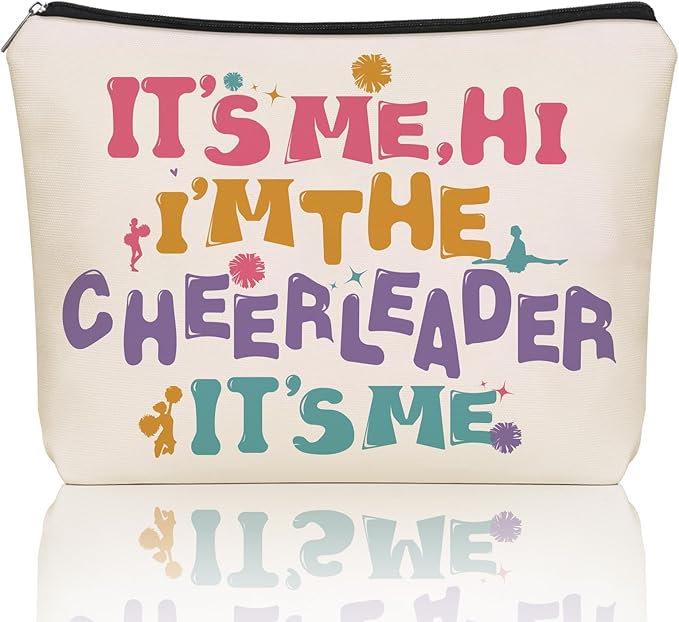 Girlly Cheerleading Gifts Makeup Bag: Perfect Cosmetic Bags IT's ME, HI I'M THE CHEERLEADER IT's ME Travel Dancer Girl For Daughters, Nieces, Girlfriends, Female Coworkers.Ideal Gift for Party