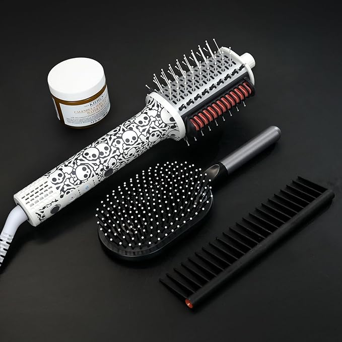 Ellena E1 Blow Dryer + Straighten Hair Brush Dual Mode, Hot Air Brush with 110000RPM High Speed Brushless Motor/Oval Air Barrel/3D Teeth Heated Comb/Handheld Cored, Styler Tool for All Hair Types
