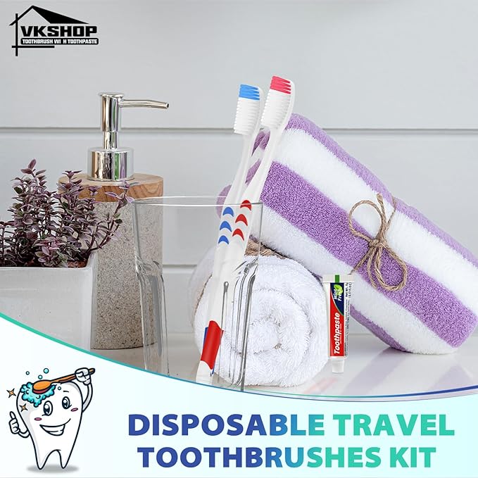 100 Pack Disposable Toothbrush with Toothpaste Set, Individually Wrapped Travel Toothbrushes for Adults & Kids, Portable Soft Bristle Kit for Camping, Hotel, Emergency Use (White, 5g)