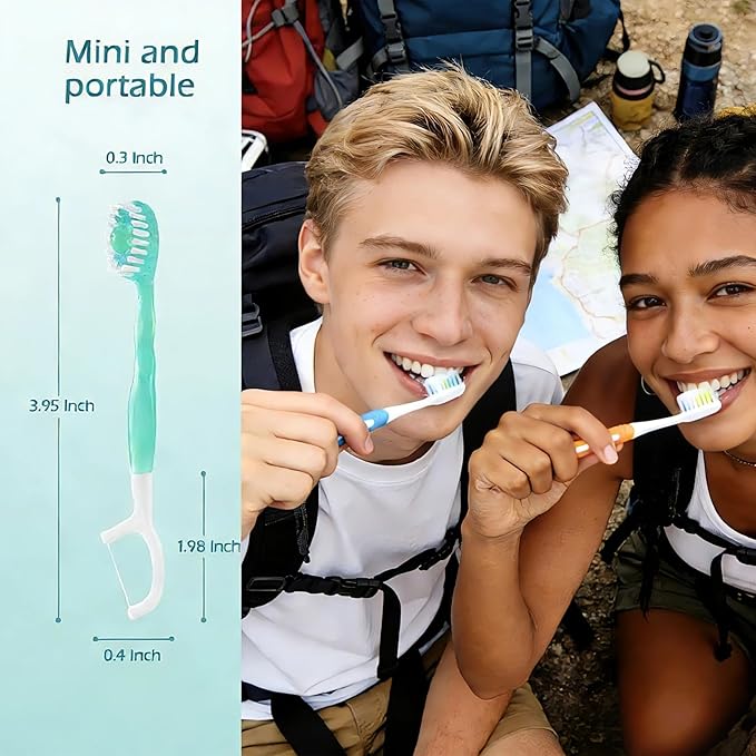 Disposable Travel Toothbrushes with Toothpaste, Individually Wrapped Mini Single Use Toothbrushes, No Water Needed Toothbrushes with Tongue Scraper for Travel, Hotel, Camping (52Packs)
