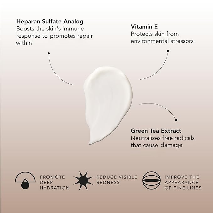 Senté Dermal Repair Facial Cream | Nourishing for Rosacea, Sensitive Skin, & Post-Procedure | Hydrate & Soothe| with Patented HSA, Vitamin E & Green Tea Extract | 1.7 Fl Oz