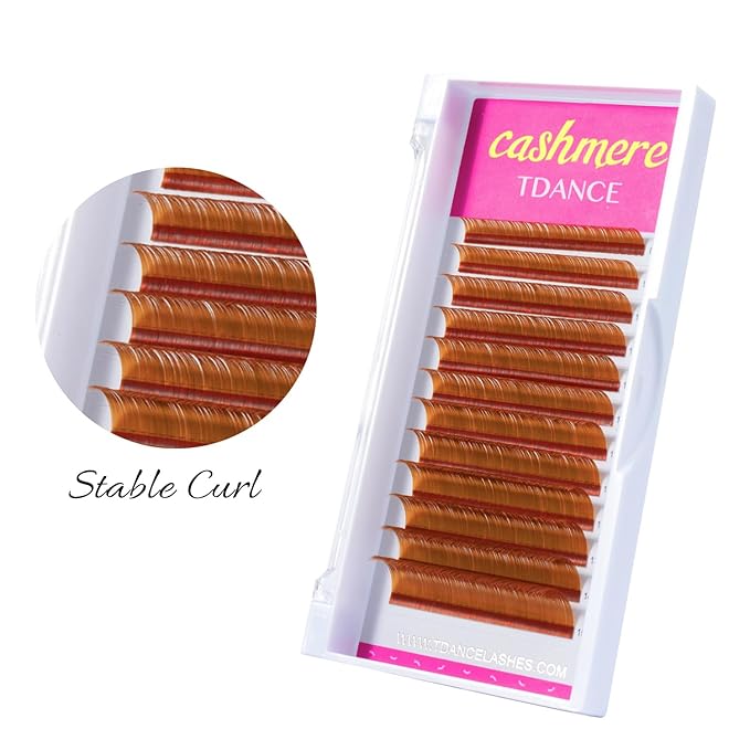TDANCE Light Brown Lash Extensions Colored Lash Extension Classic Lash Extensions 0.07mm C/D Curl Premium Eyelash Extensions Salon Use (Light Brown,D-0.07,8-15mm)
