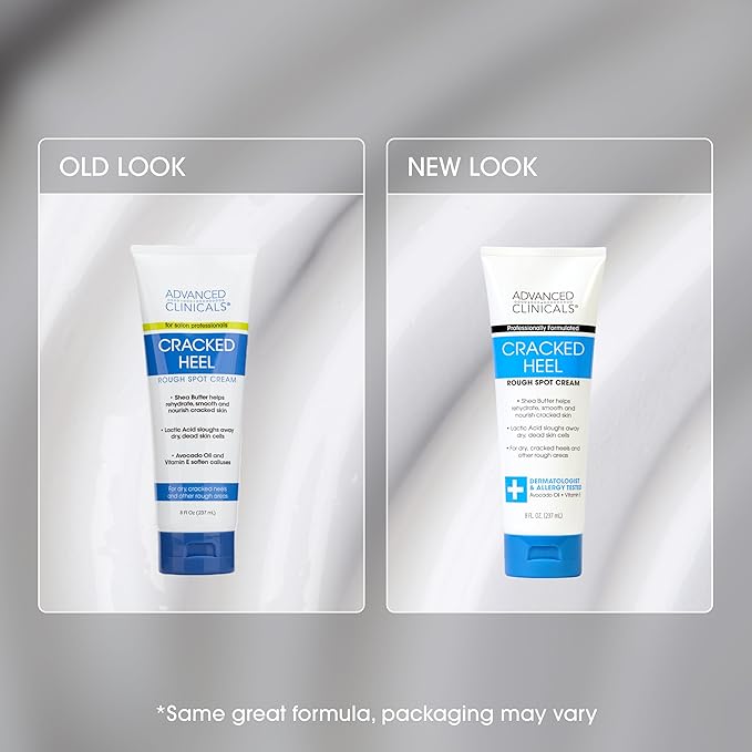 Advanced Clinicals Cracked Heel Foot Cream Moisturizer Skin Care Lotion For Feet W/Shea Butter, Moisturizing Foot/Hand Lotion Helps Heal Cracked Skin, Rough Spots, Calluses, & Dry Skin, 2-Pack
