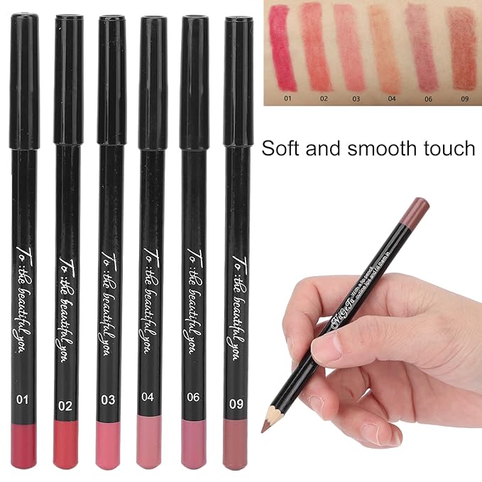 6pcs Lip Liner, Professional Waterproof Matte Long Lasting Long