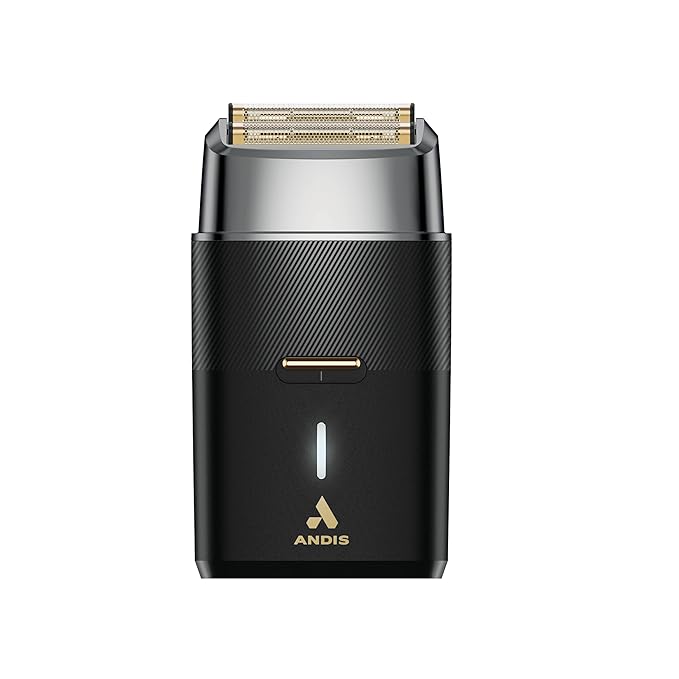Andis 563616 Pro Foil Plus II Cordless Shaver, Gold Titanium Foils, Lithium Ion Battery, Includes USB-C Charging Stand, Black
