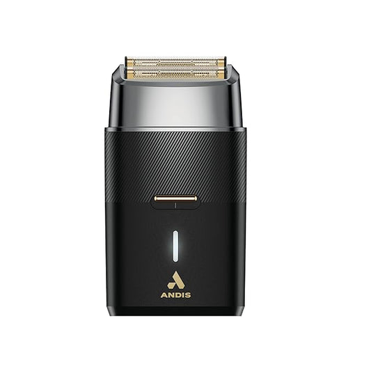 Andis 563616 Pro Foil Plus II Cordless Shaver, Gold Titanium Foils, Lithium Ion Battery, Includes USB-C Charging Stand, Black