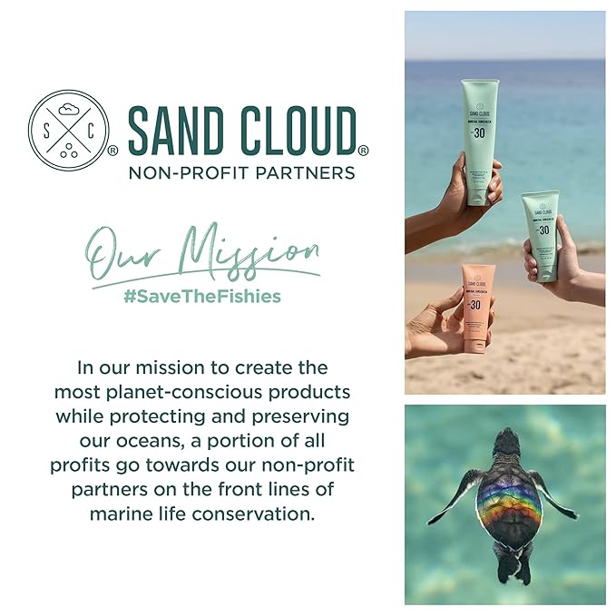 Sand Cloud Broad Spectrum Mineral Sunscreen for Body SPF 30, 3 Oz - Fragrance-Free Body Mineral Sunscreen that Hydrates, Nourishes, & Protects Skin - Zinc Oxide Body Sunscreen for Sensitive Skin