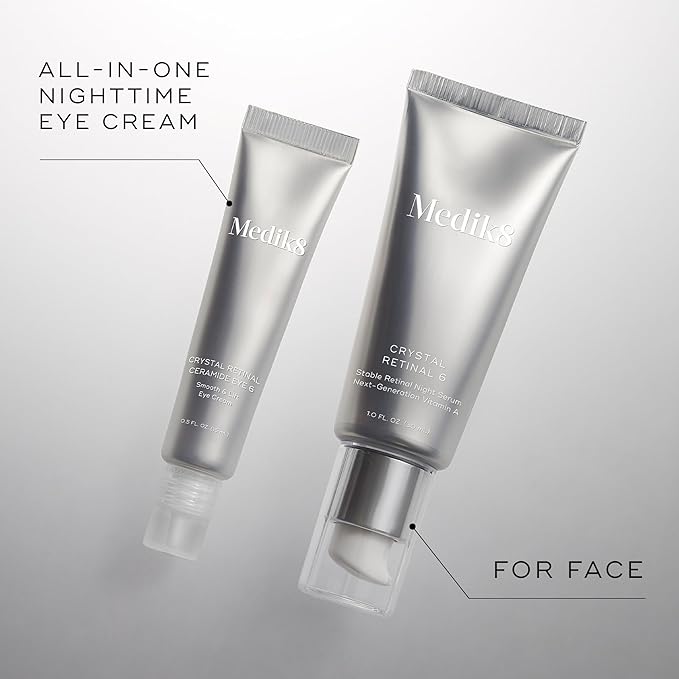 Medik8 Crystal Retinal Ceramide Eye 6 -Lifting Eye Cream with Vitamin A - Smoothing Under Eye Cream for Wrinkles and Sensitive Skin - 0.5 oz