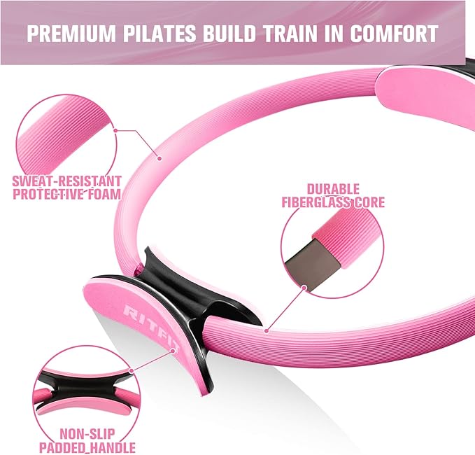 RitFit Pilates Ring Circle - 14 Inch Magic Fitness Circle for Toning Inner & Outer Thighs, Bonus Workout Guide Included