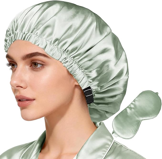 2Pcs Hair Bonnets For Sleeping Satin Bonnet Silk Bonnets For Women Silky Night Caps Womens Curly Hair Sleep Cap