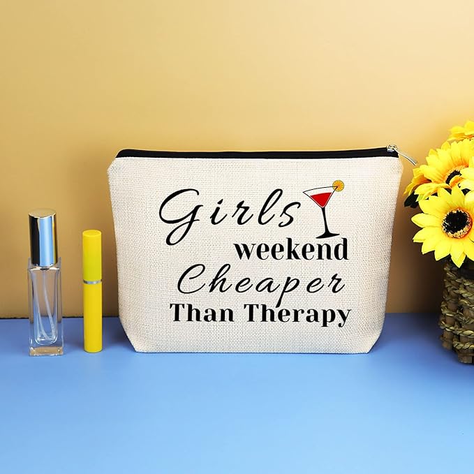 Girls Weekend Gift Makeup Bag for Her Travel Trip Gift for Best Friends Bestie Cosmetic Bags Friendship Present Christmas Birthday Graduation Present for Women Girls BFF Travel Toiletry Cosmetic Pouch