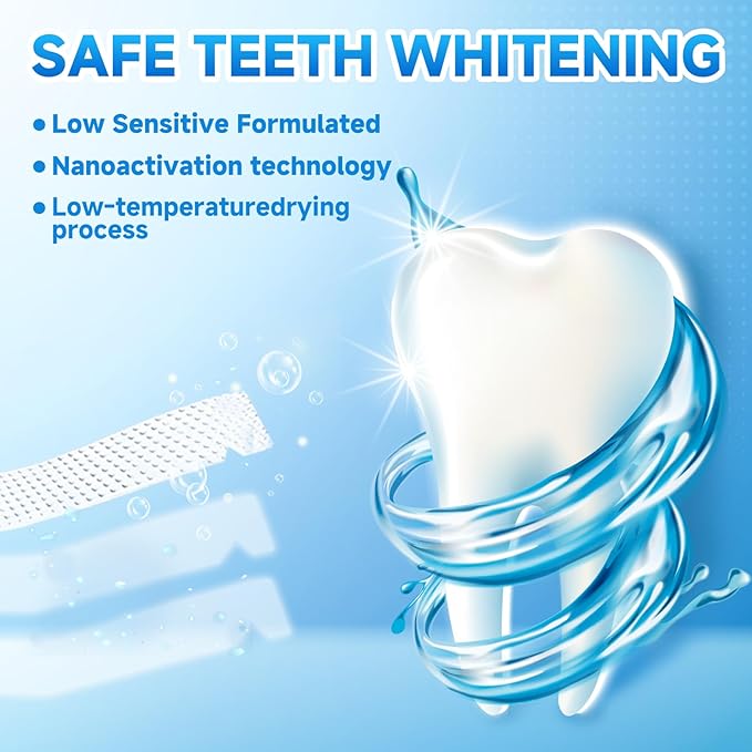 Teeth Whitening Strips for Sensitive, 28 Strips Whitener Safe Whitestrip, Deep Stains Removal Tooth Whitening, Enamel Safe Non-Slip Dry Strip Technology for Whiter Teeth, Mint