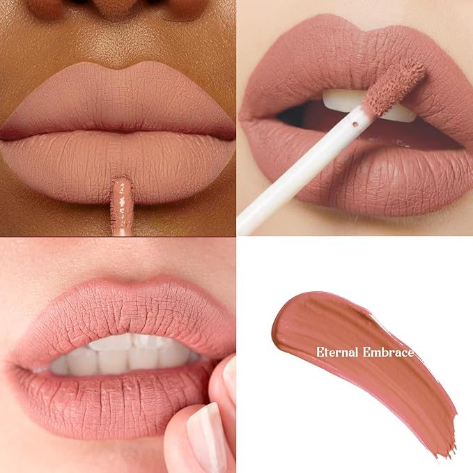 ilembane 3-Pack Multicolor Matte Liquid Lipstick Set – Peach Pink, Nude Pink & Caramel – Long-Lasting, Smudge-Proof, Waterproof – High-Pigment, Transfer-Resistant Colors for All-Day Wear