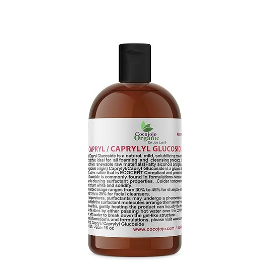Dr Joe Lab Capryl Glucoside Liquid Surfactant - Caprylyl Natural, Plant Derived - DIY Skin Care - Shower Gels, Foaming, Body Soap, Shampoos Baby Products Face Cleansers - COCOJOJO (16 oz)