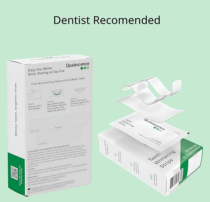 Opalescence GO Teeth Whitening Strips (24 Treatments) Hydrogen Peroxide Formula 10% – Enamel Safe – Comfortable Slip Free - Teeth Bleaching - Sensitivity Free - Plus Toothbrush- 6050-2T