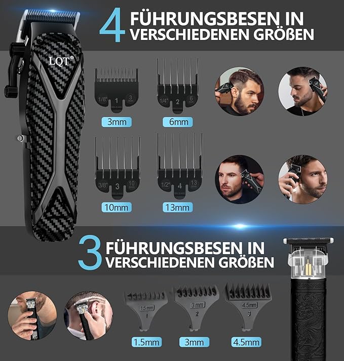 Hair Clippers for Men Professional, Hair Trimmer & Beard Electric Razor Kit, Barber Clipper Set for Men’s Grooming Cordless with LCD Display, Hair Cutting Clippers and Trimmers Set