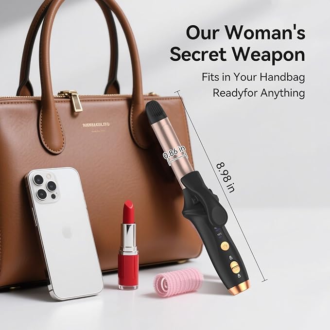 Cordless Curling Iron Hair Curler: Mini USB Rechargeable 4000 mAh 3 Temp Setting Travel Portable 200 Million Negative Ion for Long Short Hair