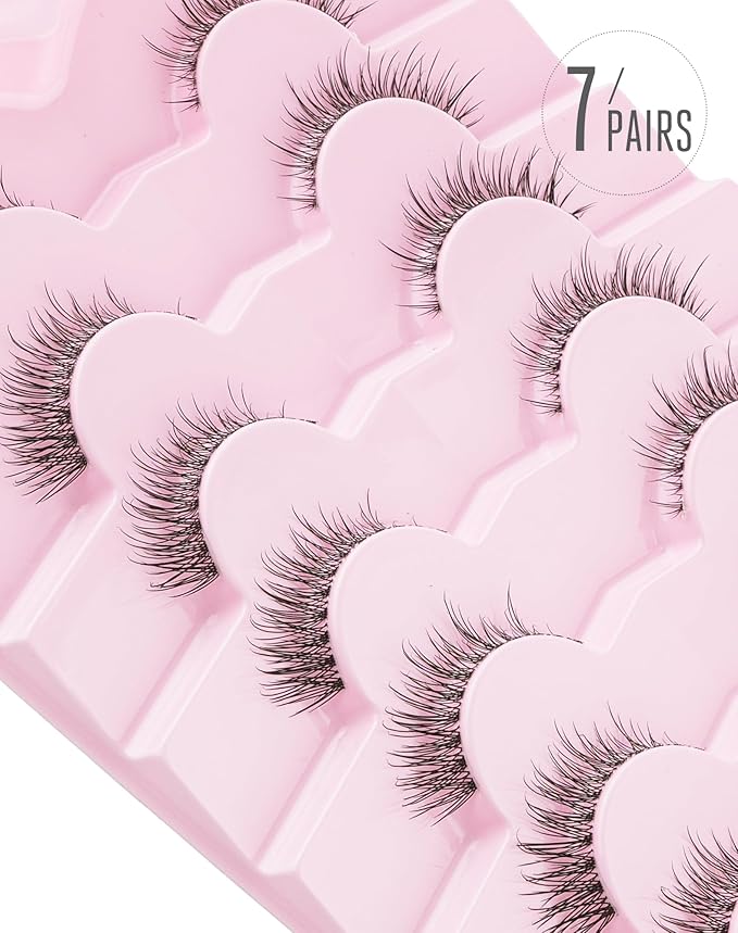 Onlyall Natural False Lashes Wispy Fake Eyelashes 7 Pairs B93
