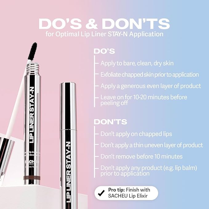 Sacheu Lip Liner Stay-N Peel Off Lip Stain — Long Lasting Matte Lip Tattoo Transfer Proof Lipstain Infused with Hyaluronic Acid & Vitamin E for All Skin Types — Vegan & Cruelty-Free, Sinamon