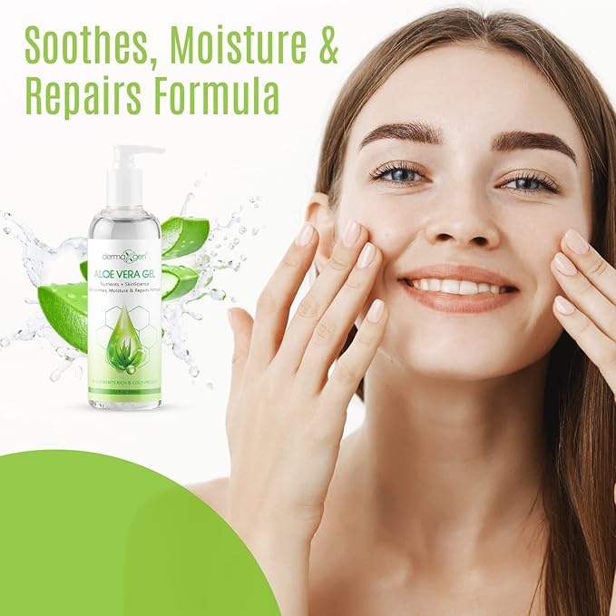 DERMAXGEN Aloe Vera Gel with Witch Hazel, Vitamin C, and Vitamin E - Skin Soothes, Moisture, and Repair Formula for Face and Body - Nutrient-Rich, Organic 100% Pure Aloe Vera - 12 FL OZ