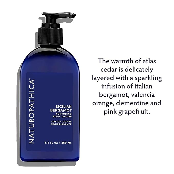 Naturopathica Sicilian Bergamot Body Lotion - Daily Citrus Body Moisturizer w/Orange, Clementine, Grapefruit and Aloe - Made in USA, 4.7 oz.