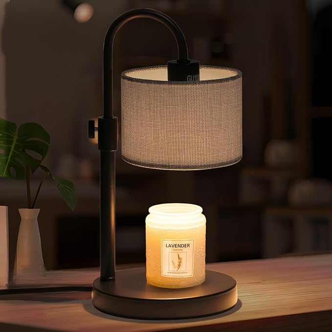 Candle Warmer Lamp with Timer, Dimmable Candle Wax Warmer Candle Lamp with 2 Bulbs, House Warming Gifts Christmas Gifts for Women Bedroom Home Decor (Gray-Upgraded)