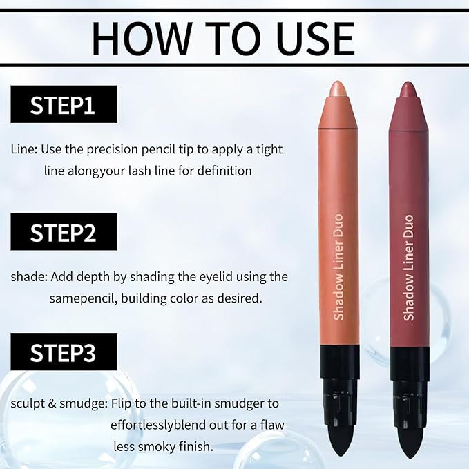 Eyeshadow Stick,2-in-1 Eyeliner & Eye Shadow Stick, Easily Blendable & Buildable, Waterproof, Creamy Easy-Glide, For Effortless Smoky Or Natural Eye Makeup(05+06)