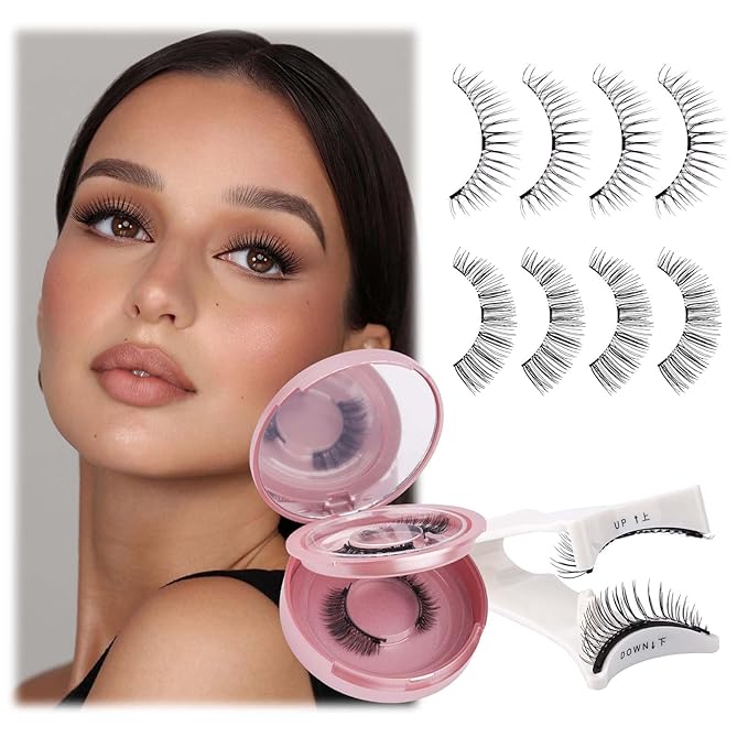FADLASH Magnetic Eyelashes with Applicator Natural Look Magnetic Lashes Reusable 2 Pairs False Eyelashes Kit Easy to Wear and Remove (806+B7)