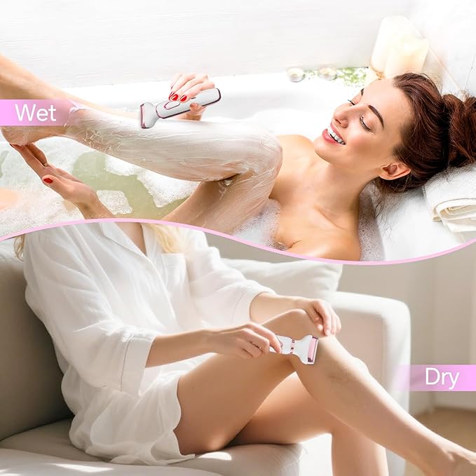Women's Electric Razor Bikini Trimmer, 4-in-1 Cordless Shaver for Face, Legs, Underarms, Pubic Hair – Wet/Dry Use, Painless Hair Removal