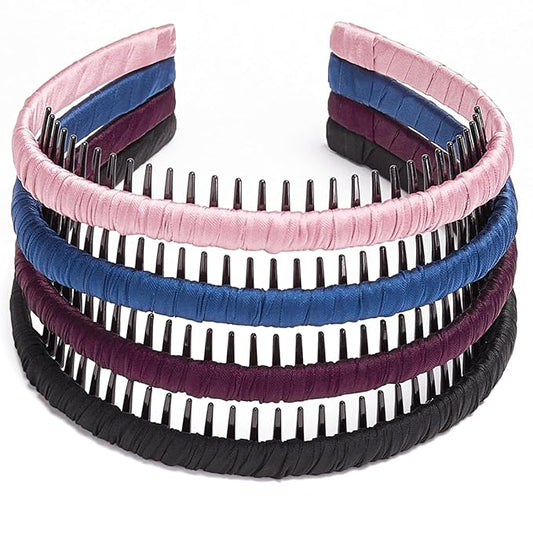 STHUAHE4PC Multicolor Protection Resin Teeth Comb Hair Hoop Hairband Headband Hair Accessories for female by Beauty hair (black+Purple+blue+pink)