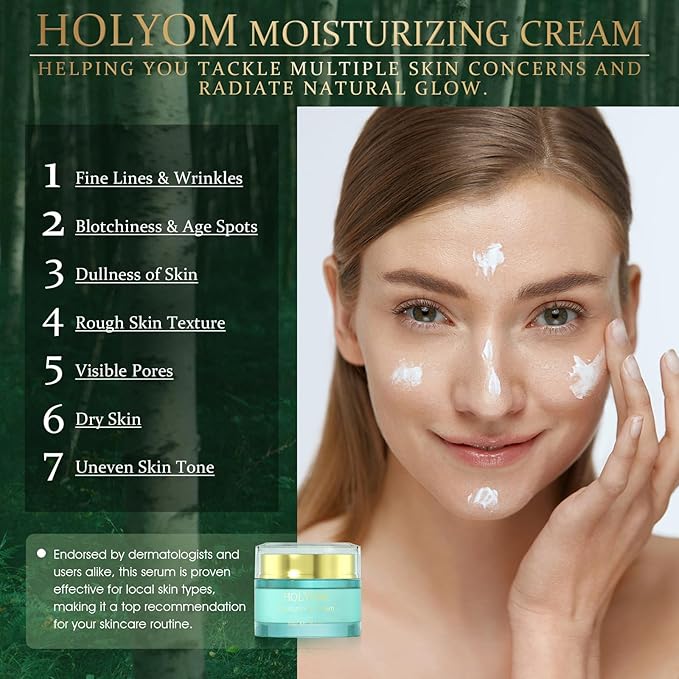 HOLYOM Moisturizing Crepe Fix Cream – Tightens and Firms Face, Neck & Body, Anti Wrinkles for Crepey and Sagging Skin, Christmas Gift for Men & Women, 1.75 Fl Oz