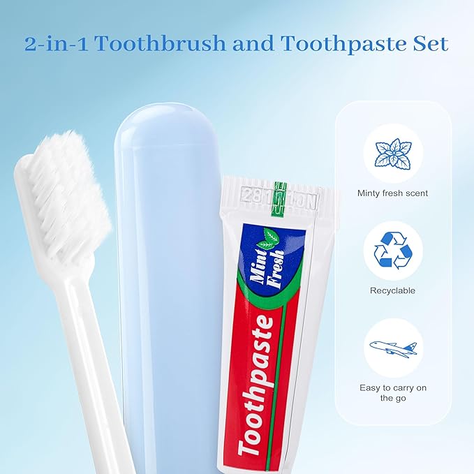Travel Toothbrush and Toothpaste, Foldable Toothbrush and Toothpaste, Individually Packaged, Foldable for Storage, 5 Colors Available, Ideal for Travel, Business Trips, and Hotels (20-Pack)