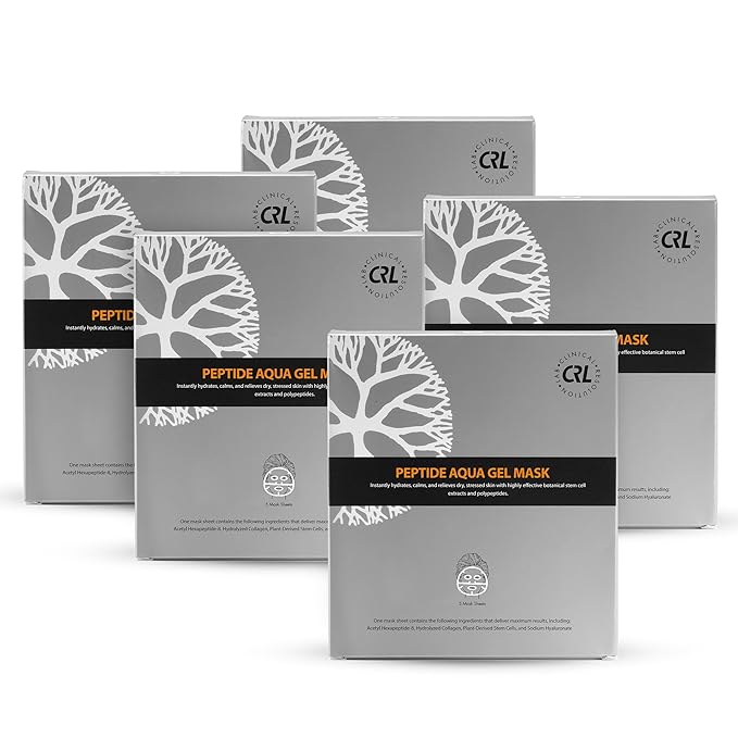 Clinical Resolution Peptide Aqua Gel Mask Instant Hydration, Soothing & Cooling, Helps Comfort Skin After Professional Treatments, Reduces Visible Redness and Sensitivity, (5 Boxes, 5 per Box)
