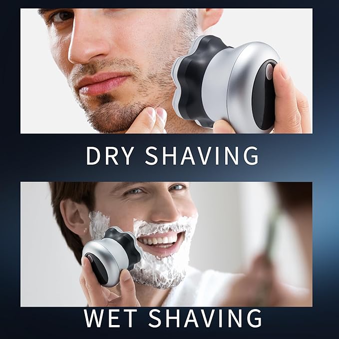 Head shavers for Bald Men,Upgraded 7D Bald Head Electric Razors,-IPX6 Waterproof Dry Wet Rotary Shavers/Razor for Balder with an Extra agnetic Head（White）